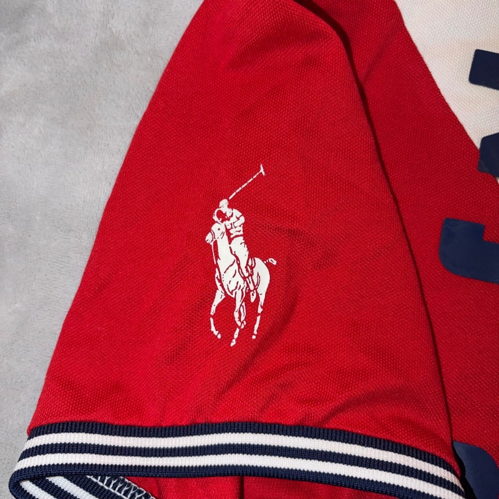 Polo Ralph Lauren Mens Blackwatch Polo Team Shirt Red White Custom Fit Medium - Picture 4 of 11
